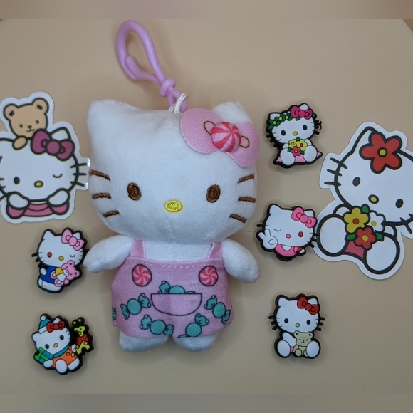 Hello Kitty Bundle w/ Plush Dangler, shoe charms, and stickers - Picture 4 of 8